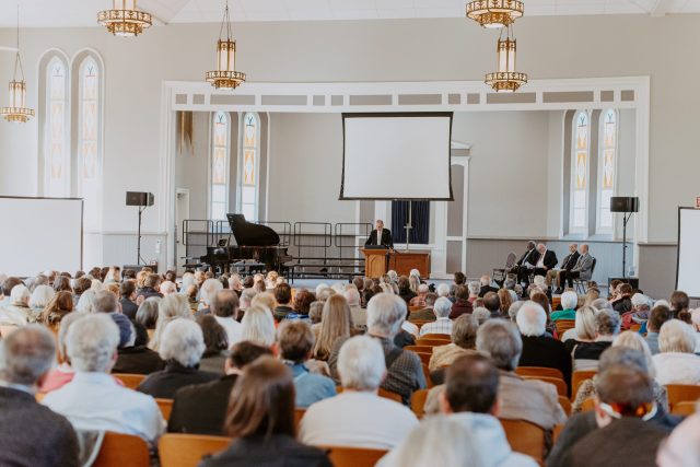 Packed audience in Collier Chapel during a concert
