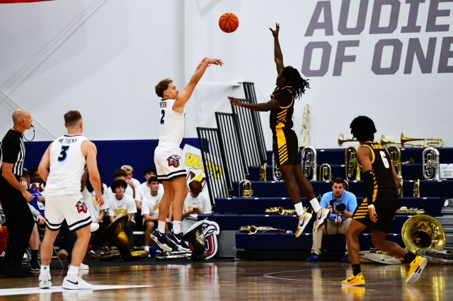 Basketball game on the championship court with fans in the stands